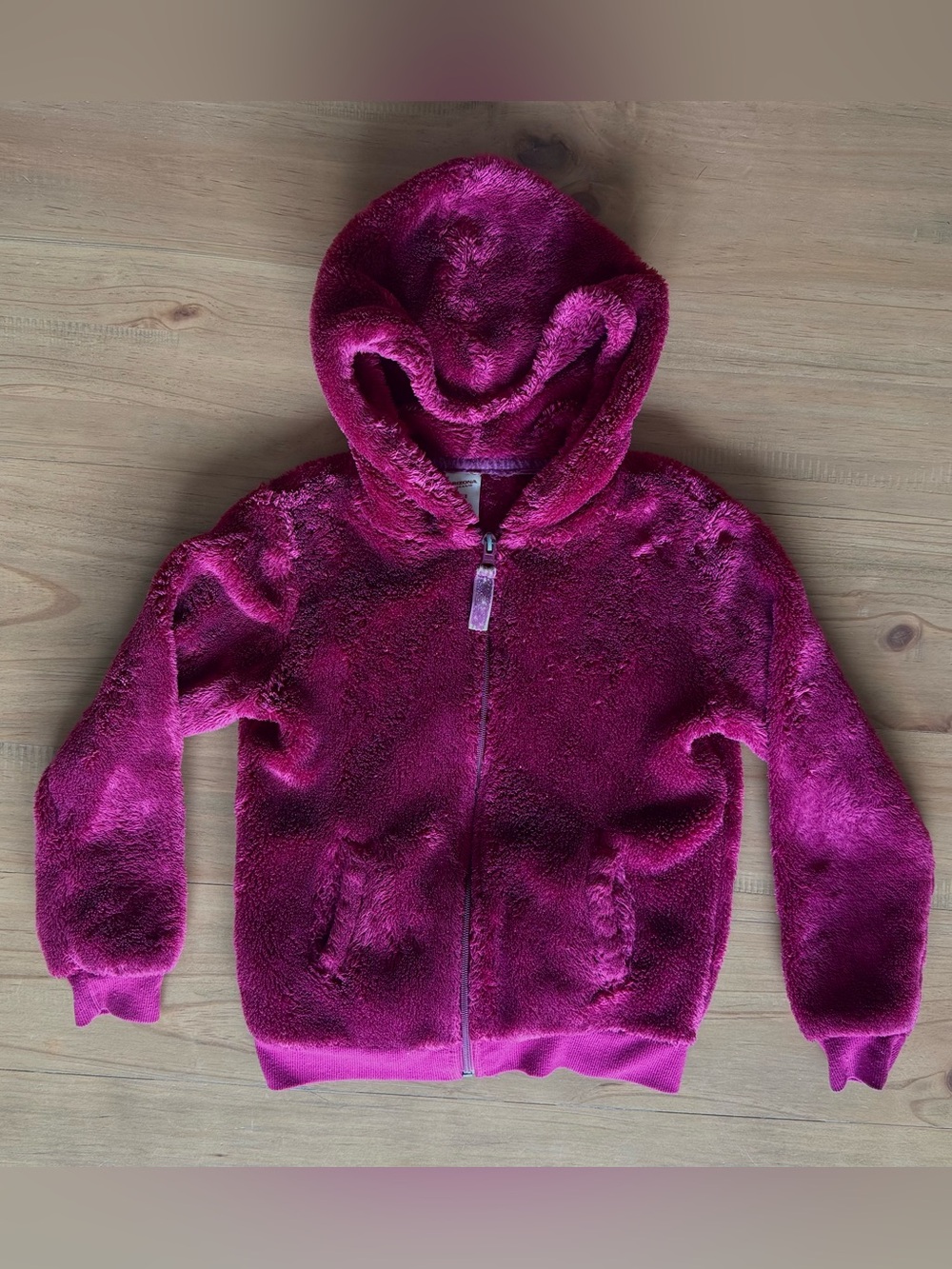 Arizona Jean Co Girls Fleece Hoodie Jacket Magenta Pink S 7/8 Fuzzy Plush Full Z